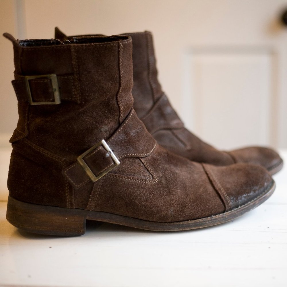 Natha Studio Romania men's suede leather boots size 11 funky husband boyfriend